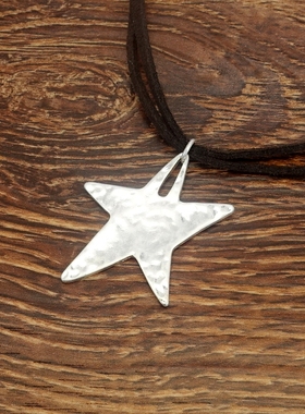 哑光磨花做旧银色海星五角星设计师气质森女文艺范西洋欧美风项链