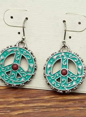 纹饰做旧银色大爱反战森女文艺术气质复古VINTAGE耳环坠项链套装