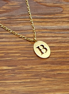 亚光磨花镀金字母B小清新森女文艺范简洁百搭创意复古风小项链