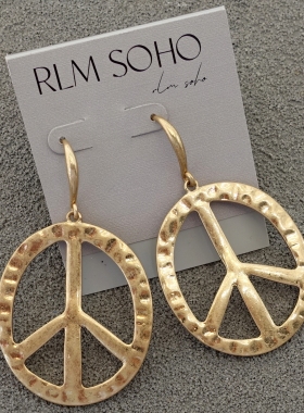 拉睦RLM SOHO大爱反战做旧金色森女文艺范潮人个性耳环坠项链套装