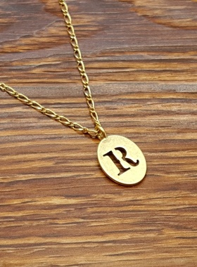 亚光磨花镀金字母R小清新森女文艺范简洁百搭创意复古风小项链