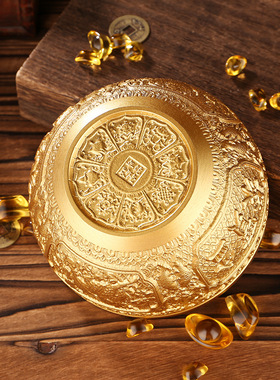 纯黄铜米缸大摆件麒麟聚宝盆全铜家居装饰品办公室桌面金属工艺品