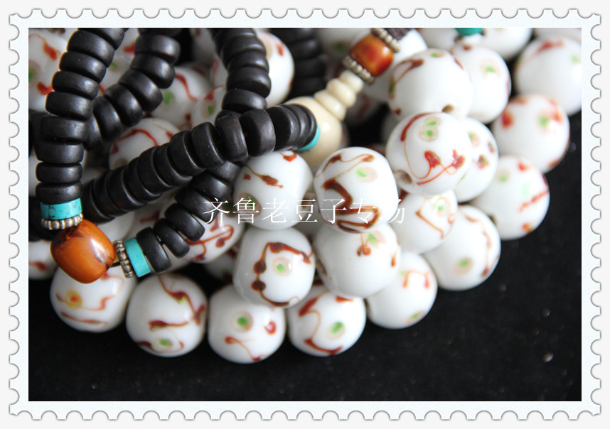 老琉璃珠子古法手工20毫米白玛瑙凤眼琉璃珠子老凤眼料珠配珠 - 图3