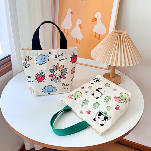 帆布包卡通礼品袋可爱伴手礼袋子饭盒保温包手拎袋上班通勤手提包 - 图1