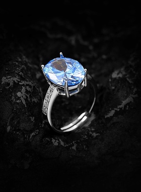 湖蓝宝石手链项链戒指耳环四件套