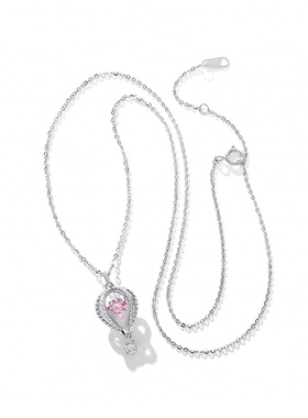 925银粉水晶项链简约热气球设计短款时尚高级感颈链网红锁骨链夏