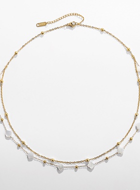 母贝小金豆设计双层项链高级感