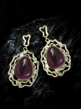 腰紫色项链耳环戒指三件套