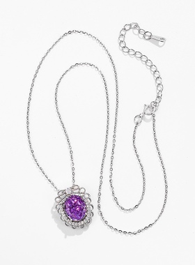 新款s925银紫色吊坠项链时尚气质高雅轻奢高级感锁骨链个性颈链