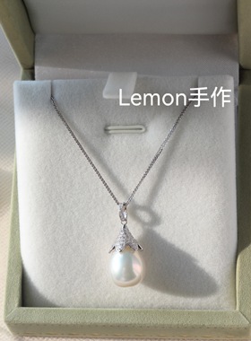 S925银天然炫金色牛油果珍珠项链轻奢经典简约高级感百搭气质女