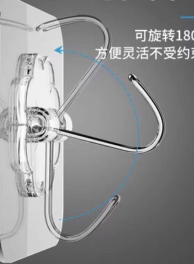 挂钩粘胶墙壁贴墙上承重痕挂勾贴钩免打孔粘钩钩子透明款免钉