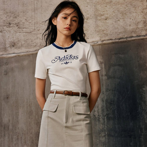 ADIDAS阿迪达斯正品女运动休闲短款舒适圆领短袖T恤IX3532IX3544 - 图0