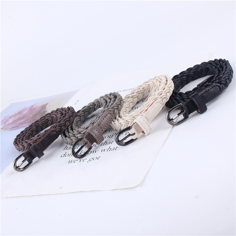 时尚细皮带女免打孔ins风百搭编织女士腰带装饰裙子裤子腰链腰绳