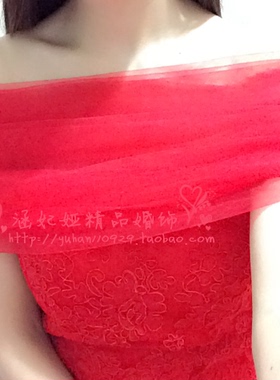 新款披肩简约大红色婚纱礼服