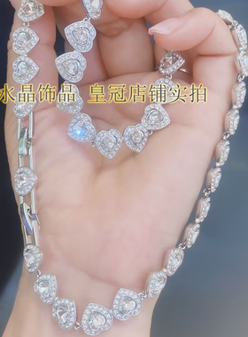 奥地利水晶心形项链女锁骨链