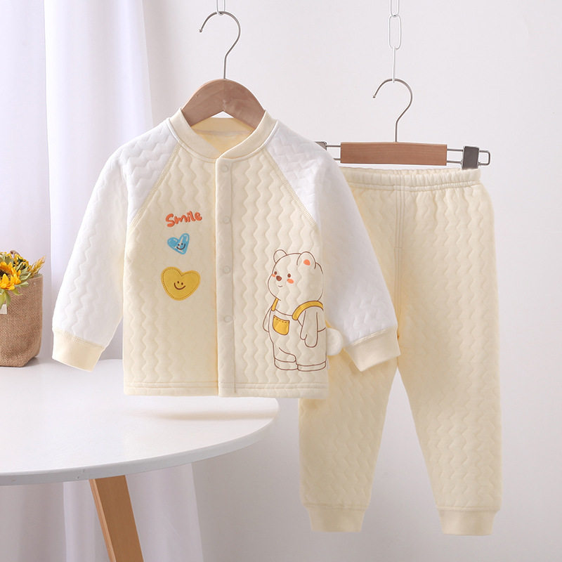 无骨卡通风婴幼儿加厚保暖内衣套装男女宝宝秋冬三层夹棉秋衣秋裤,淘宝优惠券,粉丝福利购,淘宝优惠卷