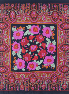 vintage孤品风印花羊毛大披肩