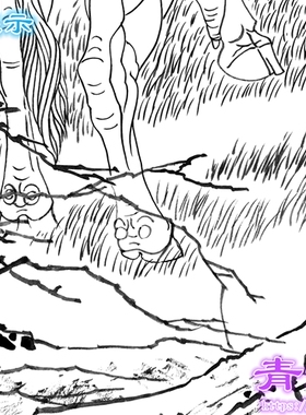 D70牛动物工笔画白描底稿白纸线描画稿勾线临摹过稿用斗方