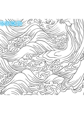 工笔画白描底稿弥勒佛吉祥人物