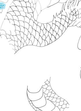 工笔画白描底稿熟宣白描上色龙