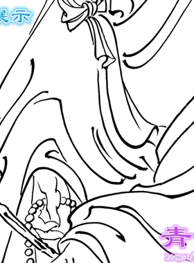 R15任重双喜图罗汉神仙人物工笔画白描底稿实物线描画稿条幅
