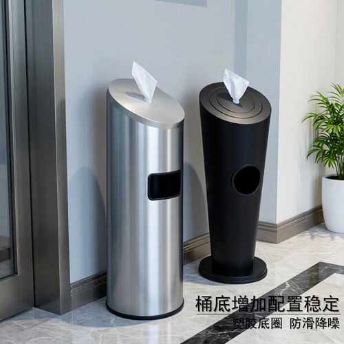 不锈钢抽湿巾桶立式抽纸分配器大堂电梯口健身房消毒擦手湿纸巾桶 - 图2