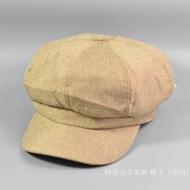 百搭有范儿薄款麻料灰色八角帽鸭舌帽子女夏天潮人复古文艺画家帽,淘宝优惠券,粉丝福利购,淘宝优惠卷