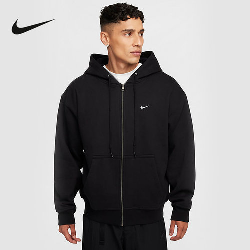 NIKE耐克男Solo Swoosh秋季拉链针织连帽夹克休闲运动外套 FZ1165 - 图1
