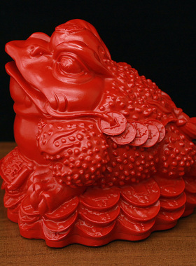 天然朱砂摆件招财金蟾家居风水摆设门面开业旺财聚财三脚蟾蜍装饰