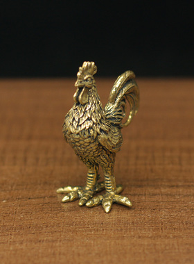 实心黄铜迷你大公鸡桌面摆件饰品