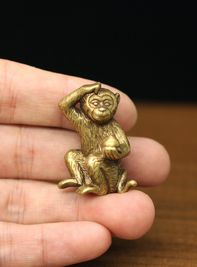 黄铜金猴献瑞十二生肖猴子小摆件