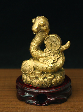 中式地支12生肖牛蛇鸡三合局摆件纯铜黄铜巳酉丑家用办公室工艺品