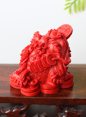 天然原矿石料朱砂迷你小号三足脚金蟾桌面小摆件办公室装饰吉祥物