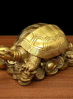 铜龙龟摆件八卦金钱龟铜母子龙头龟家居办公室客厅装饰工艺品摆设