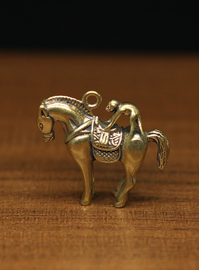 迷你黄铜马上猴钥匙扣配件挂饰