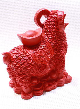 大号招财进宝羊领头羊朱砂十二生肖元宝羊铜钱山羊公羊办公室摆件