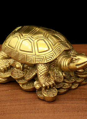 纯铜龙龟摆件黄铜八卦龙头龟铜制赑屃霸下长寿龟老寿星书房装饰品