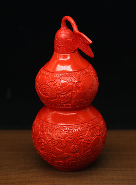 红朱砂八卦葫芦摆件实心家居镇宅