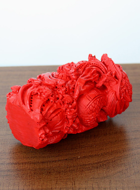 朱砂复古生肖龙龙柱小摆件