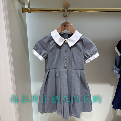 Elandkids衣恋童装专柜正品26夏女童学院风翻领连衣裙EKOWG2323Y - 图0