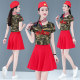 Short-sleeved square dance regular printed cotton women's style