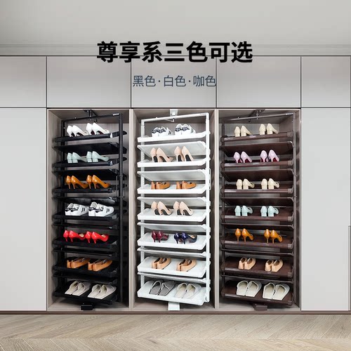 优支佳旋转鞋架360度内置家用收纳五金配件高度可调定制旋转鞋柜 - 图0