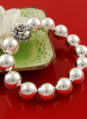 笑口常开纯银弥勒佛男大气手链