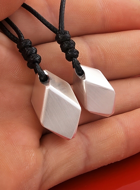 实心足银许愿石情侣吊坠