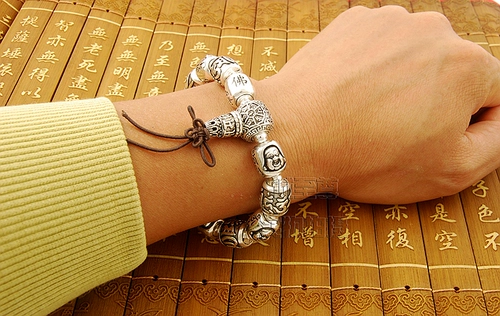 Оригинальный ретро браслет, аксессуар, мужские четки из круглых бусин, серебро 925 пробы