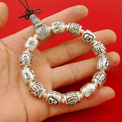 Оригинальный ретро браслет, аксессуар, мужские четки из круглых бусин, серебро 925 пробы