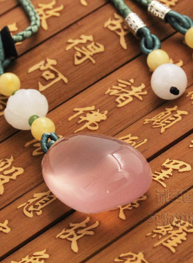 精品级芙蓉石粉晶招桃花福瓜长款毛衣链大吊坠时尚项链包邮