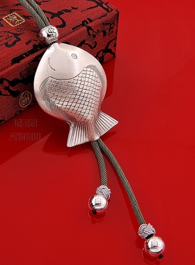 手工制作年年有鱼纯银挂件长项链