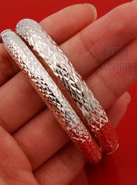 日韩风闪亮闭口卡扣纯银手镯包邮