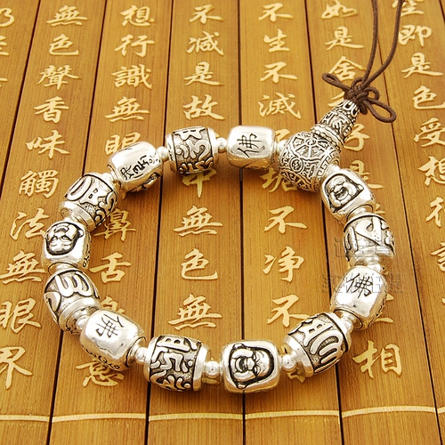 Оригинальный ретро браслет, аксессуар, мужские четки из круглых бусин, серебро 925 пробы